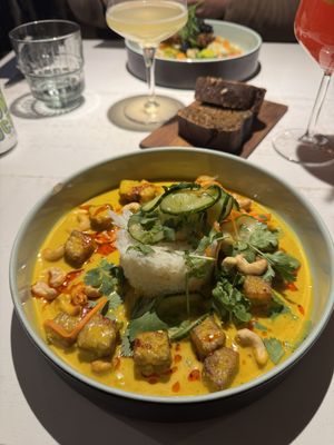 Pumpkin curry with tofu  at Vegan Restoran V in Tallinn