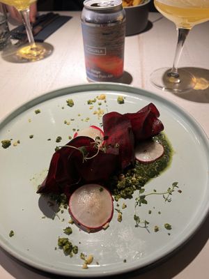 beet root ravioli   at Vegan Restoran V in Tallinn