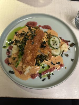 Breaded chicken plate  at Vegan Restoran V in Tallinn