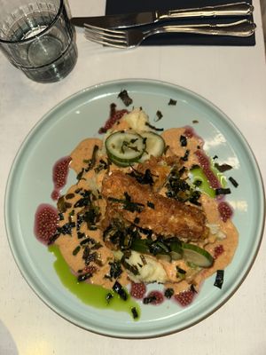 Breaded chicken plate  at Vegan Restoran V in Tallinn