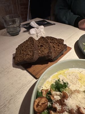 Complimentary Estonian bread  at Vegan Restoran V in Tallinn
