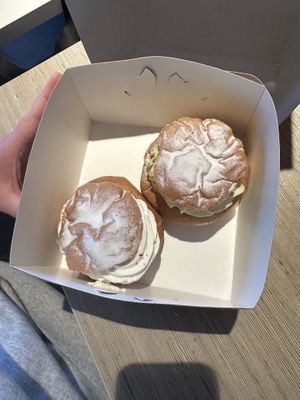 Original and pistachio vastlakukkel  at Vegan Restoran V in Tallinn