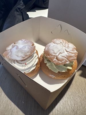 Original and pistachio vastlakukkel  at Vegan Restoran V in Tallinn