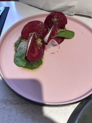 Beetroot ravioli   at Vegan Restoran V in Tallinn