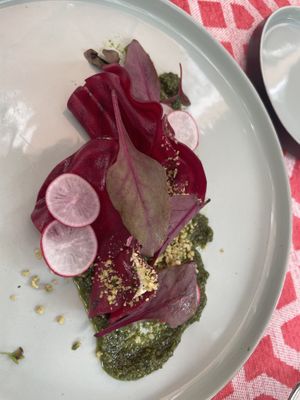 Beetroot ravioli isn’t pasta  at Vegan Restoran V in Tallinn