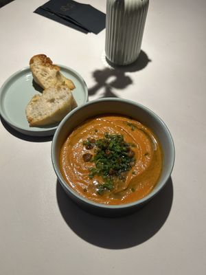 Tomato soup  at Vegan Restoran V in Tallinn