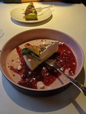 Iced orange cake at Vegan Restoran V in Tallinn