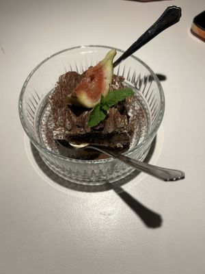 Vegan tiramisu dessertt  at Vegan Restoran V in Tallinn