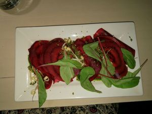 beetroot ravioli at Vegan Restoran V in Tallinn