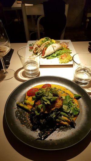 Turnip&quinoa puree / vegan tacos at Vegan Restoran V in Tallinn