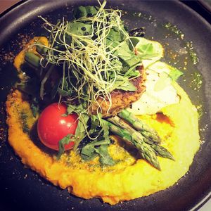 Quinoa turnip cutlet. at Vegan Restoran V in Tallinn