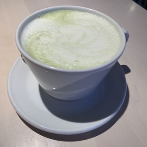 Matcha latte at Vegan Restoran V in Tallinn