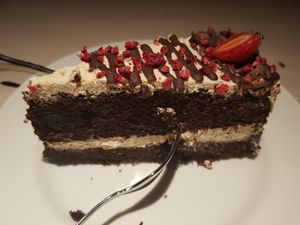 Cappuccino cake, remembers my childhood, so light, soft and moist!!! Simply perfect!!! at Vegan Restoran V in Tallinn