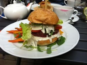 chick pea burger at Vegan Restoran V in Tallinn