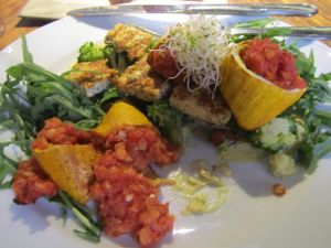Lentil-stuffed zucchini at Vegan Restoran V in Tallinn