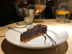 Delicious choc tart at Vegan Restoran V in Tallinn