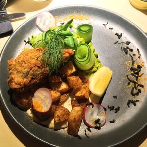 Daily special, ”fish” and chips.  at Vegan Restoran V in Tallinn