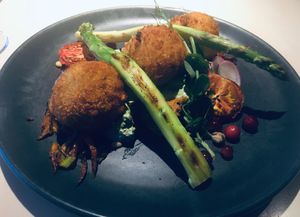 Days special, Deep friyed potatoballs and seitan at Vegan Restoran V in Tallinn