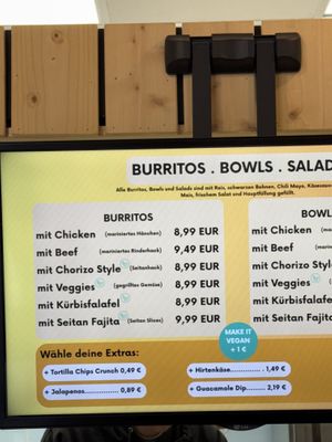 menu  at Burrito Company in Dresden