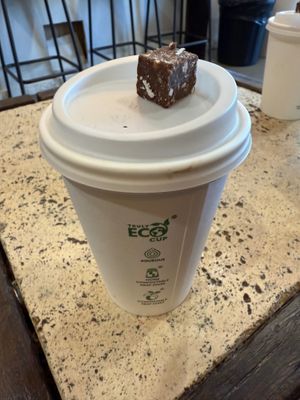 Coffee and free vegan treat at Sunshine Açai in Mooloolaba
