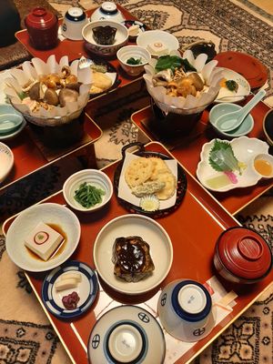 Dinner set - I cant recall exactly which size we chose, but it is larger than the average meal set at Ekoin in Koya