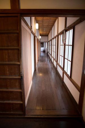 Beautiful walkways with original wood at Ekoin in Koya