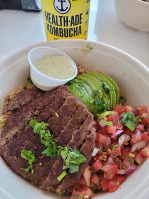 Healthy Burger Bowl at Carrot Express - South Beach in Miami Beach