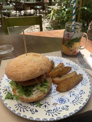 Bleu cheese burger  at Temple Natura in Mallorca