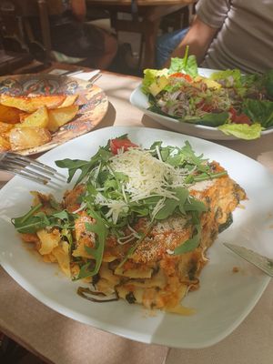 Chef's special main course....Lasagne at Temple Natura in Mallorca