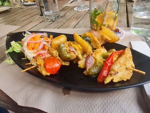 Chicken Skewers at Temple Natura in Mallorca