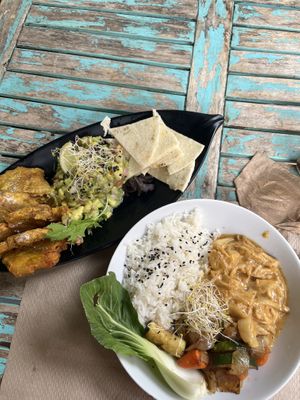 temple’s guacamole and chicken satay   at Temple Natura in Mallorca