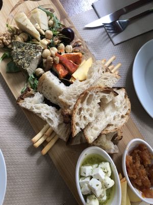 Cheese board (cheese by local Bon Basso)  at Temple Natura in Mallorca