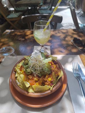 Nachos and kombucha at Temple Natura in Mallorca