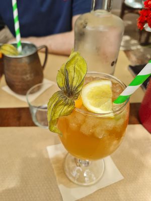 Kombucha and coconut water at Temple Natura in Mallorca