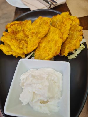 Patacones de platano at Temple Natura in Mallorca