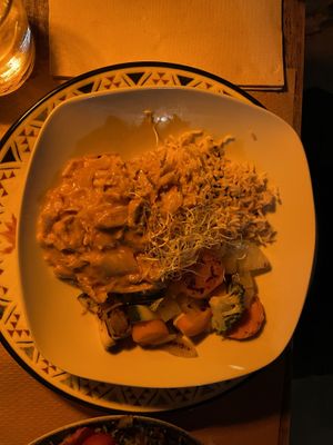 Satay de “pollo"  at Temple Natura in Mallorca