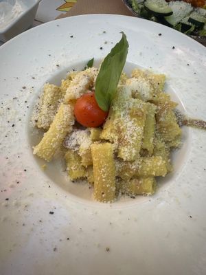 Vegan pasta carbonara:-)  at Temple Natura in Mallorca