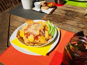 Vegan baked nachos at Temple Natura in Mallorca