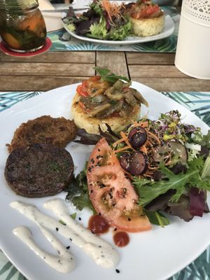 Seitan Burger and a Risotto  at Temple Natura in Mallorca