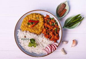 Rice Bowl - Basmati Rice with Lentil Curry and seasonal vegetable  at Posto Bistro in Prague