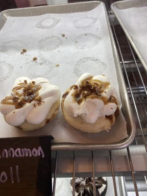Hubby ate his cinnamon roll donut before I could I take a picture.  at Get Caked Donuts in Summerside