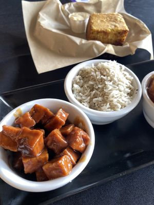 Close-Up of BBQ Tofu and Rice 🍚   at Souley Vegan in Oakland