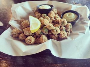 Fried okra at Souley Vegan in Oakland