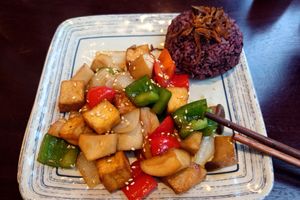 Modified the mushroom with veggies and added tofu at MOANA Vegetarian Restaurant in Sapa