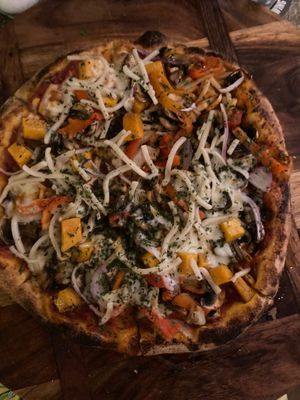 Vegetarian pizza (with vegan cheese) at Chill At Portofino in Palm Cove