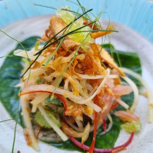 Papaya relish on betel at Nu Nu in Palm Cove