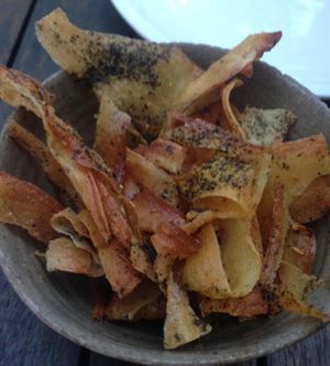 Vegan cassava chips (specify that you want them vegan). at Nu Nu in Palm Cove