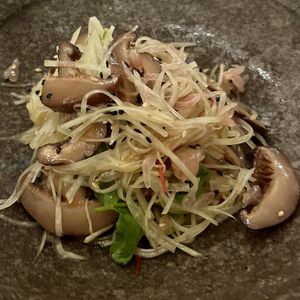 Pickled shiitake, spring onion & radish $27.00  at Nu Nu in Palm Cove