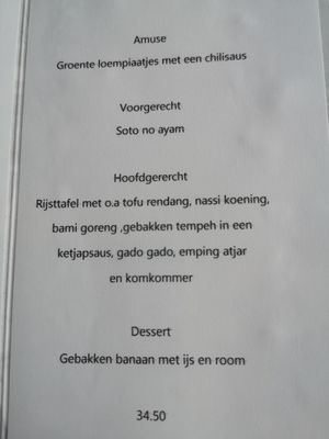 Menu at Gare du Nord in Rotterdam