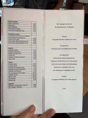 Menu  at Gare du Nord in Rotterdam